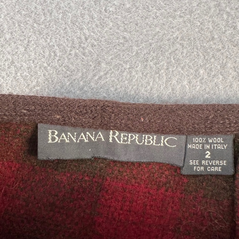Banana Republic Wool Wrap Skirt Red Green Buffalo Plaid Made in Italy Size 2 - Picture 3 of 12